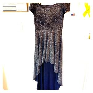 Navy off the shoulder sparkly dress Medium
